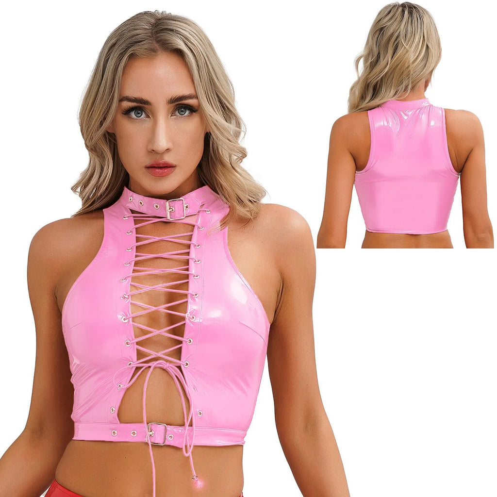 Lena Leather Top  LAVAH LINGERIE & INTIMATES Pink S 
