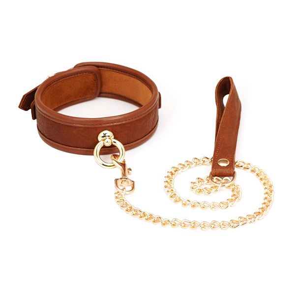Brown Leather Collar & Leash sex toy LAVAH Default Title  